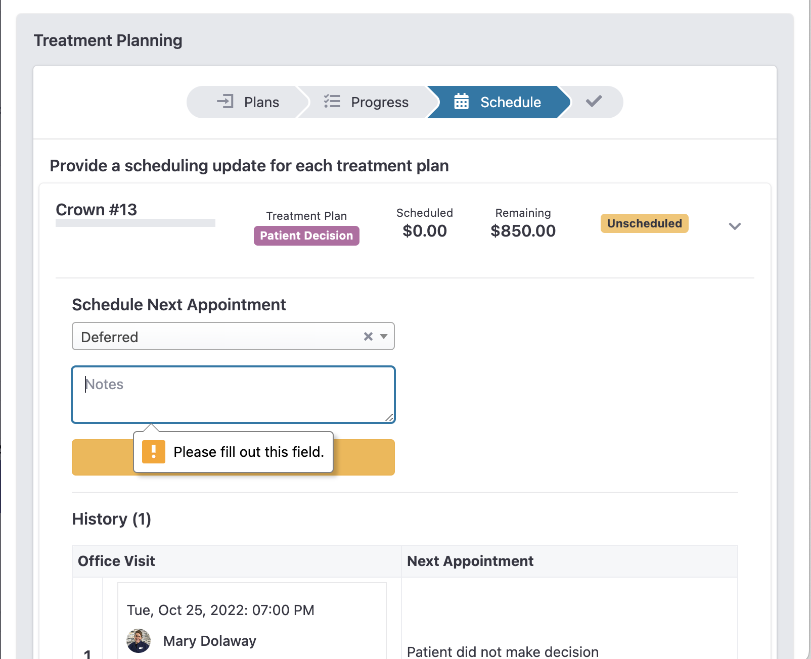 Front Desk Aftercare- Treatment Planner - Example 4